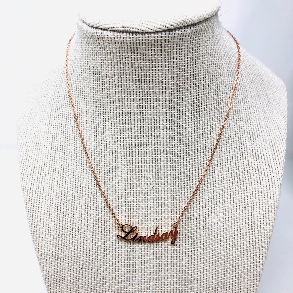 “LINDSAY” rose gold sterling silver name necklace, NWOT - Picture 4 of 6